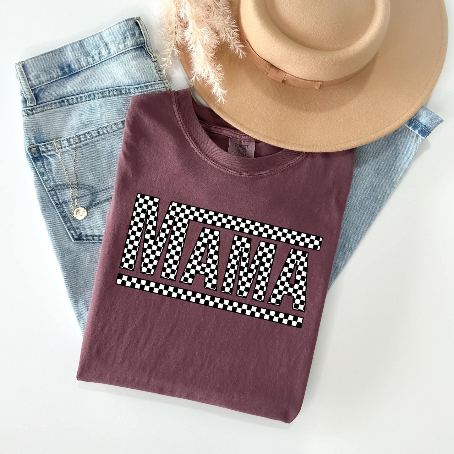 Checkered Mama Tee