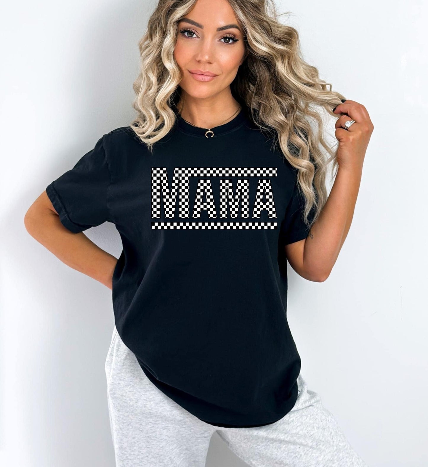 Checkered Mama Tee