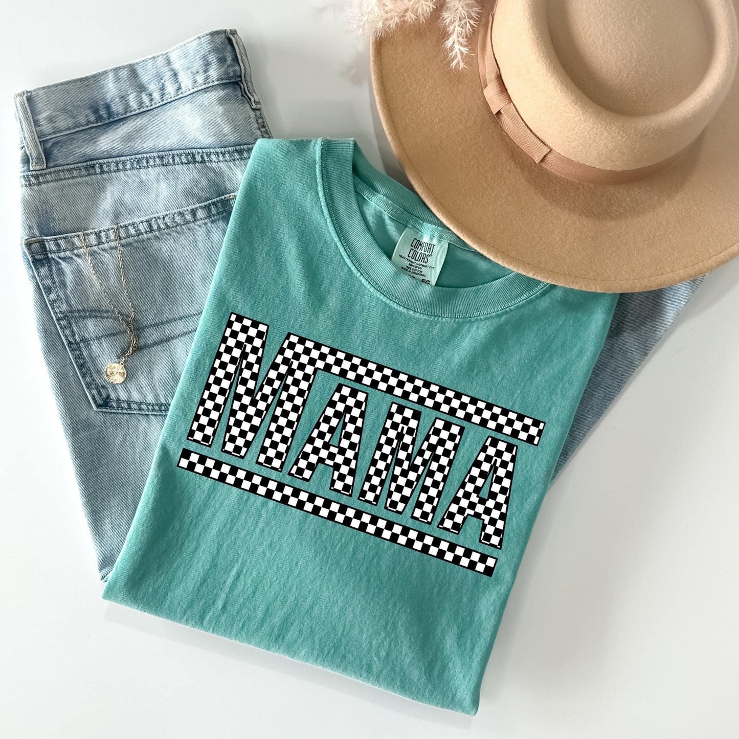 Checkered Mama Tee