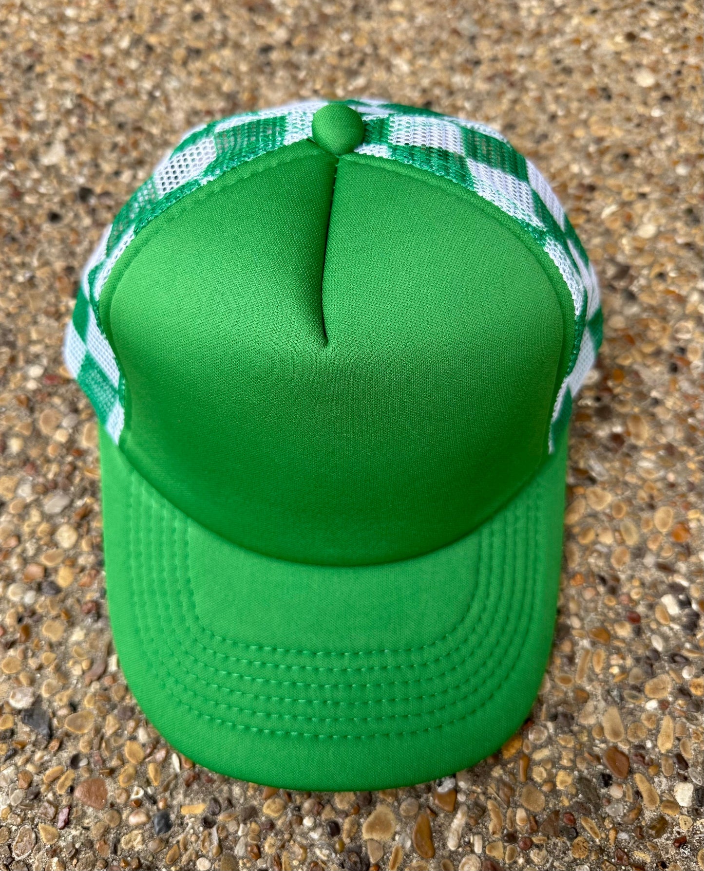 **SALE** RTS Green Checkered Trucker Hat