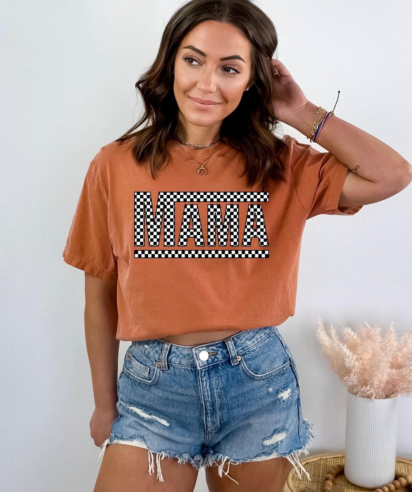 Checkered Mama Tee