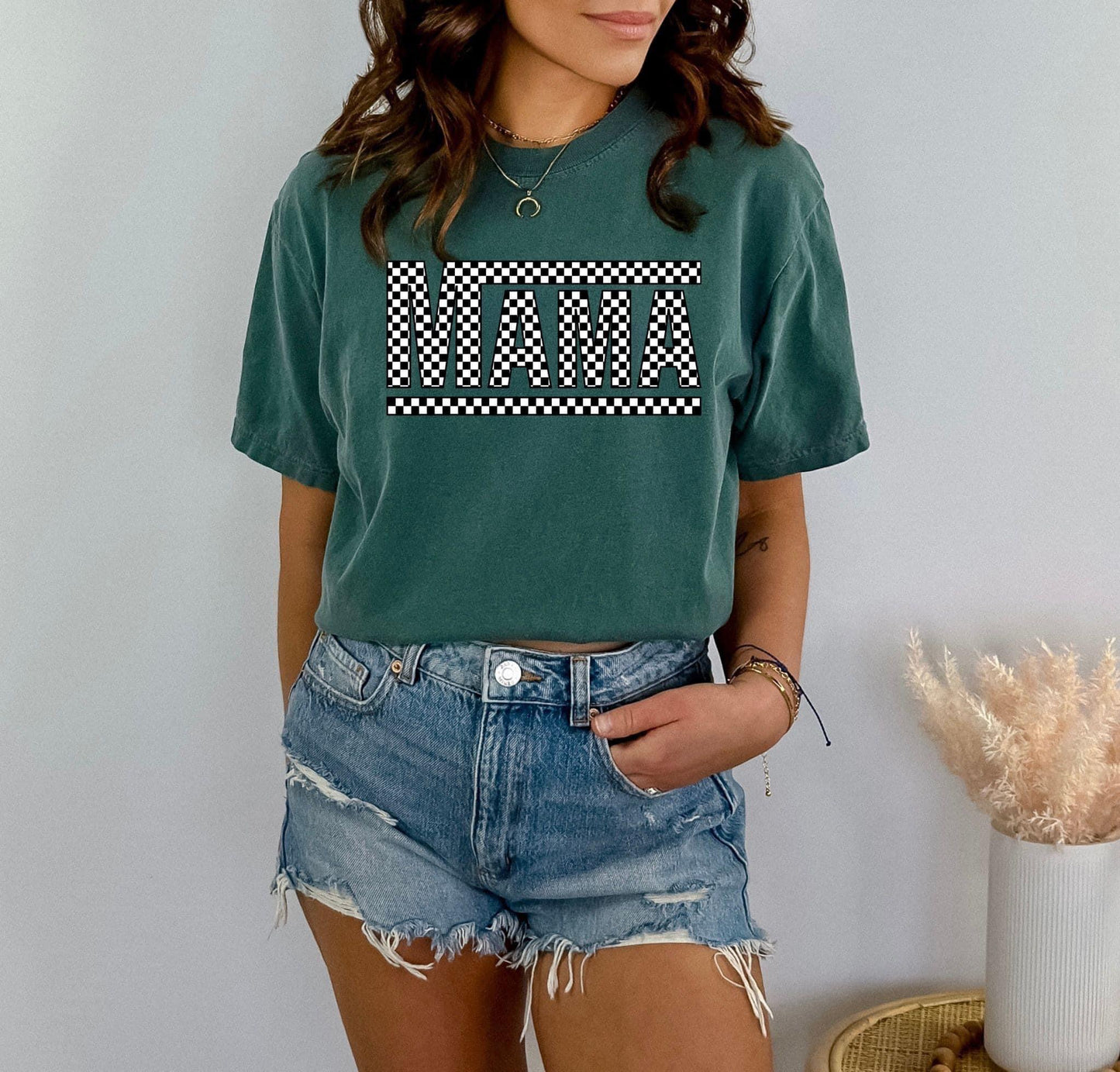 Checkered Mama Tee