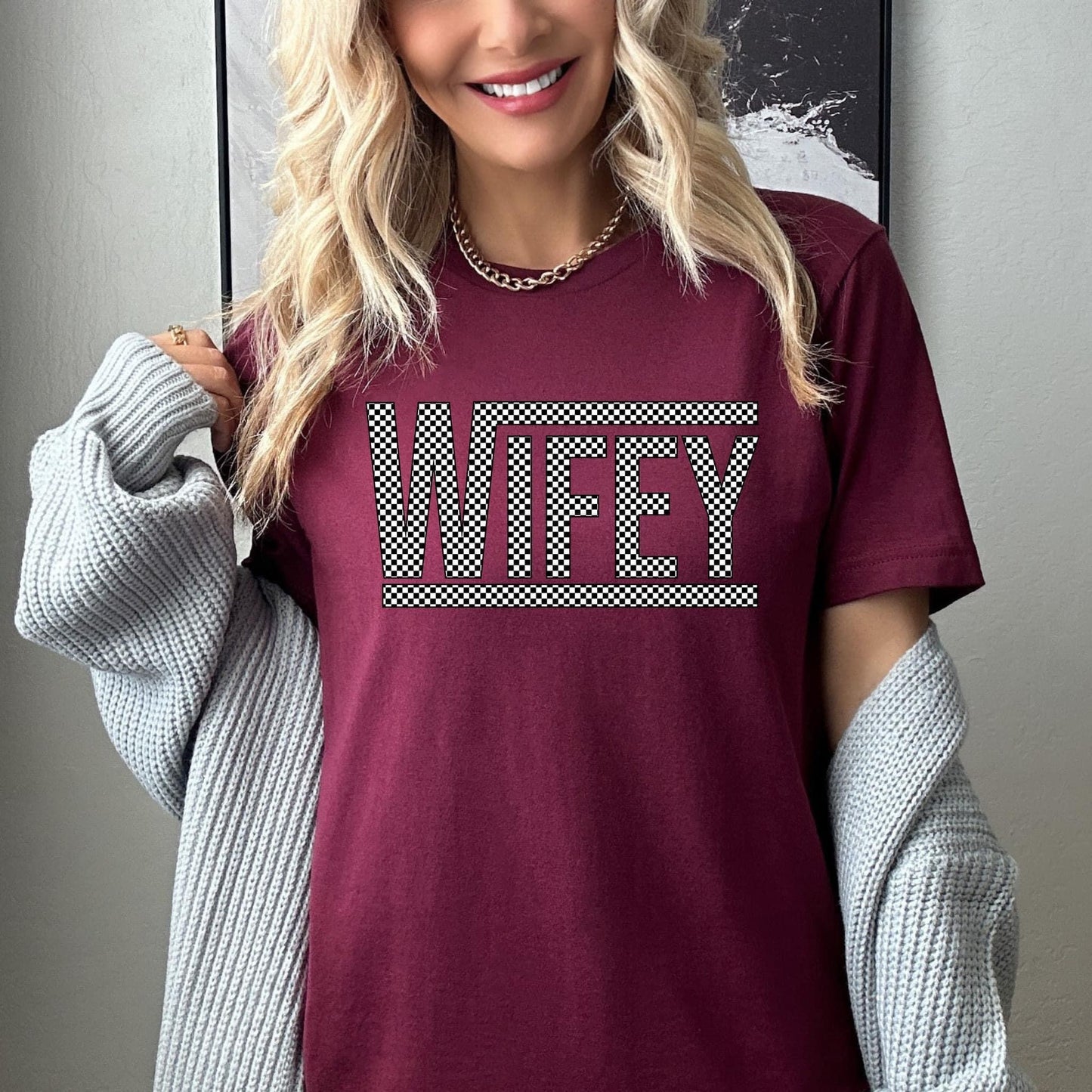 Checkered Wifey Tee