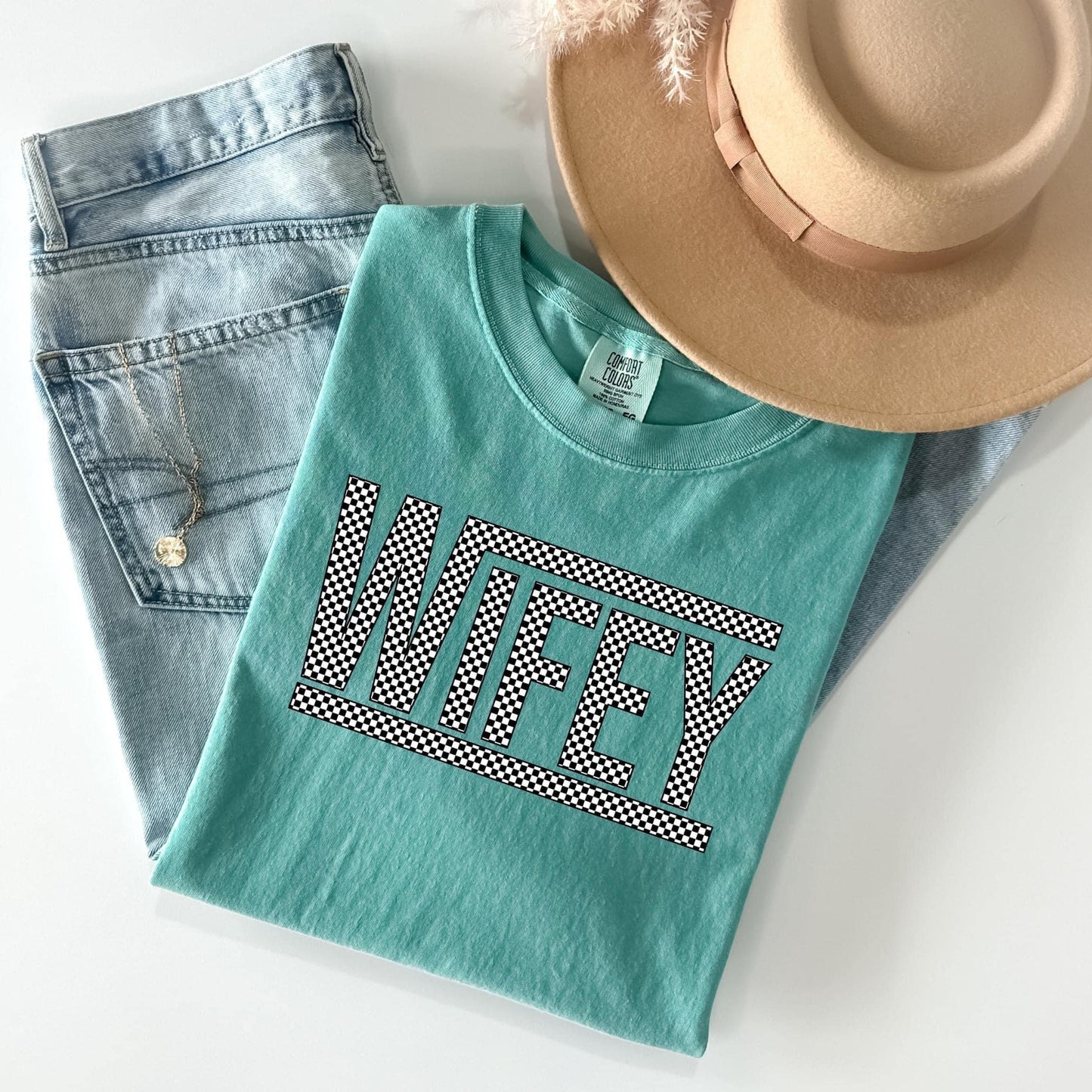 Checkered Wifey Tee