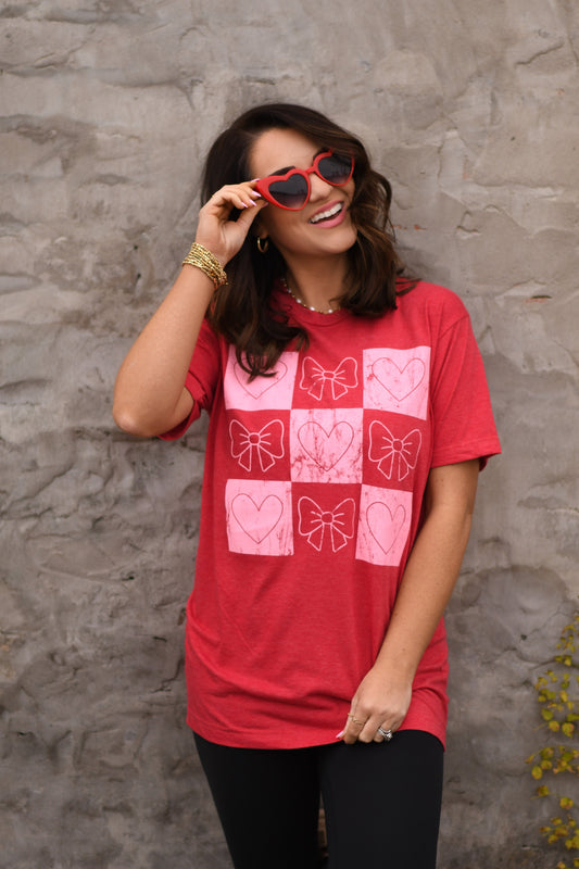 RTS Checkered Bows & Hearts Tee